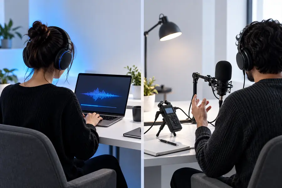 A comparison view of Ttsmp3 and AI voice workflows